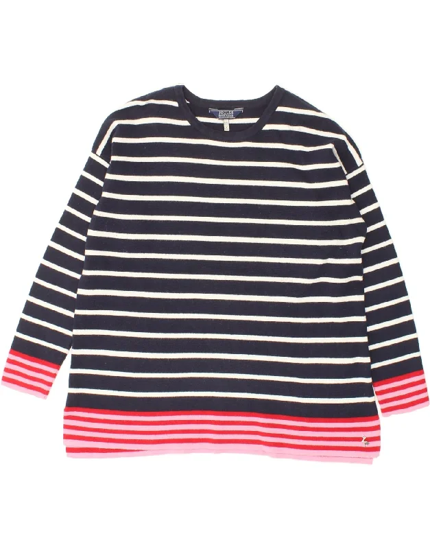 JOULES Womens Boat Neck Jumper Sweater UK 14 Large Navy Blue Striped