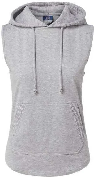 MV Sport W24131 Women's Kinsley Sleeveless Hooded Sweatshirt - Heather Gray