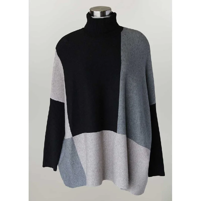 Keren Hart Women's Color Block Poncho Sweater