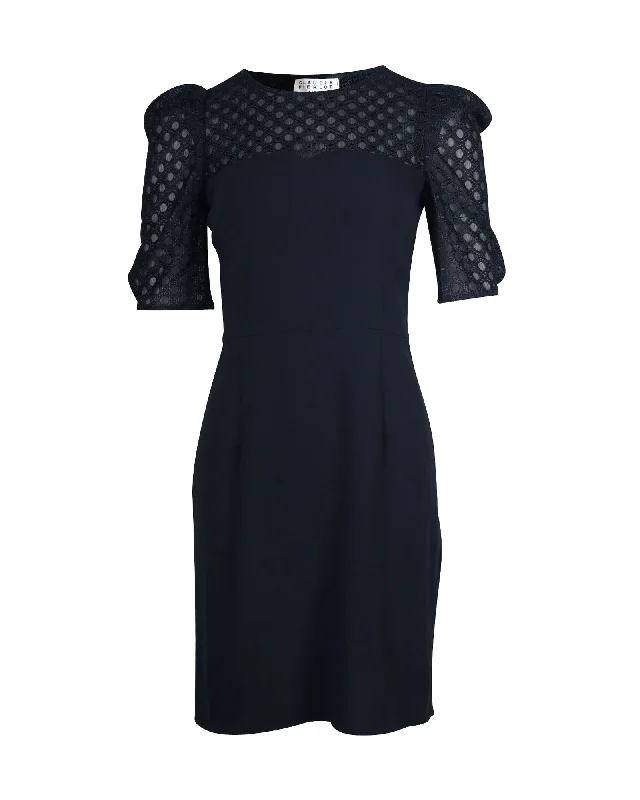 Claudie Pierlot 3/4 Sleeve Mini Dress in Navy Blue Triacetate