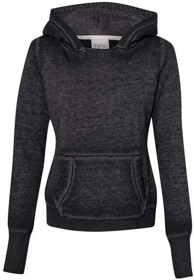 J. America 8912 Women's Zen Fleece Hooded Sweatshirt - Twisted Black