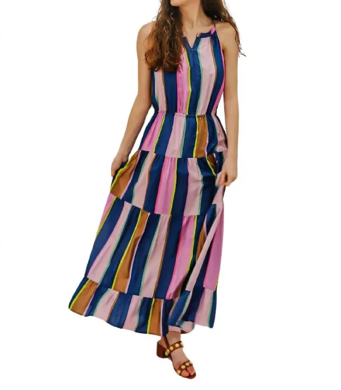 Brielle Cabana Stripe Maxi Dress