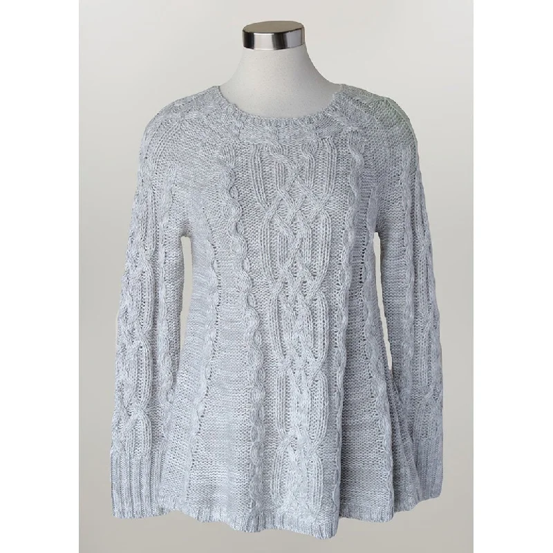 Keren Hart Cable Knit Heather Grey Womens Sweater