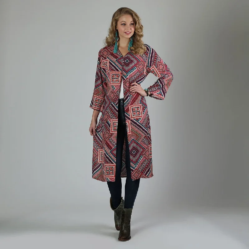 Wrangler Wine & Gold Patchwork Print Womens Duster