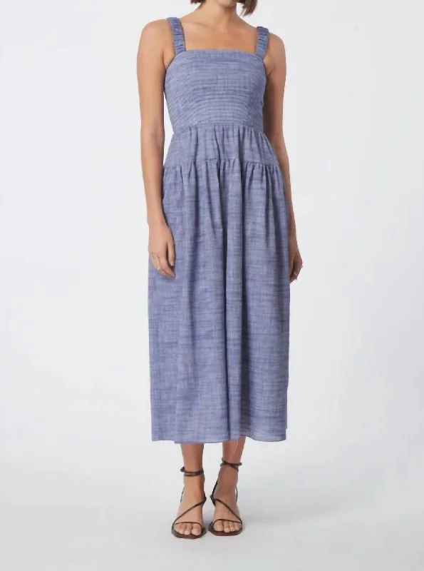 Julien Midi Dress In Blue Chambray