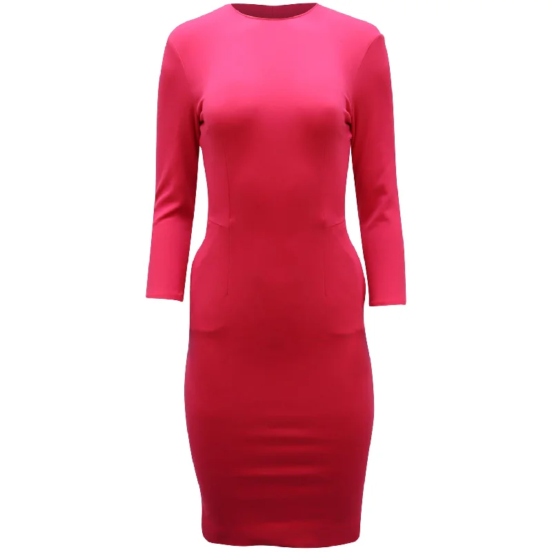 Pierre Balmain Knit Bodycon Midi Dress in Pink Viscose