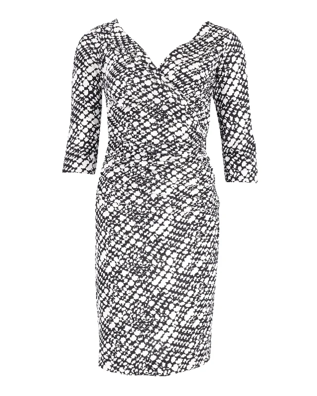 Diane von Furstenberg Printed Wrap Dress in Black Silk