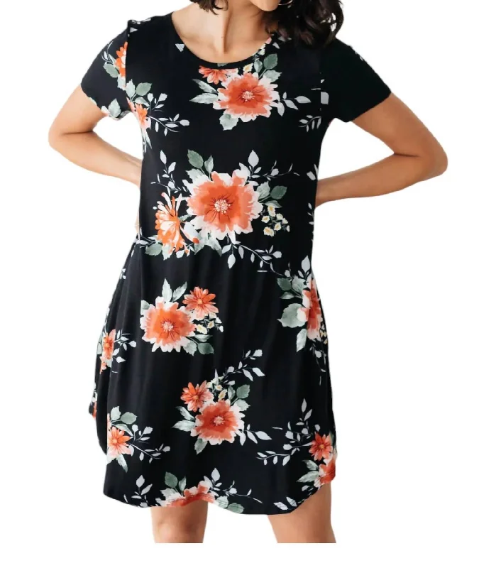 Blooming Dahlia Dress In Black