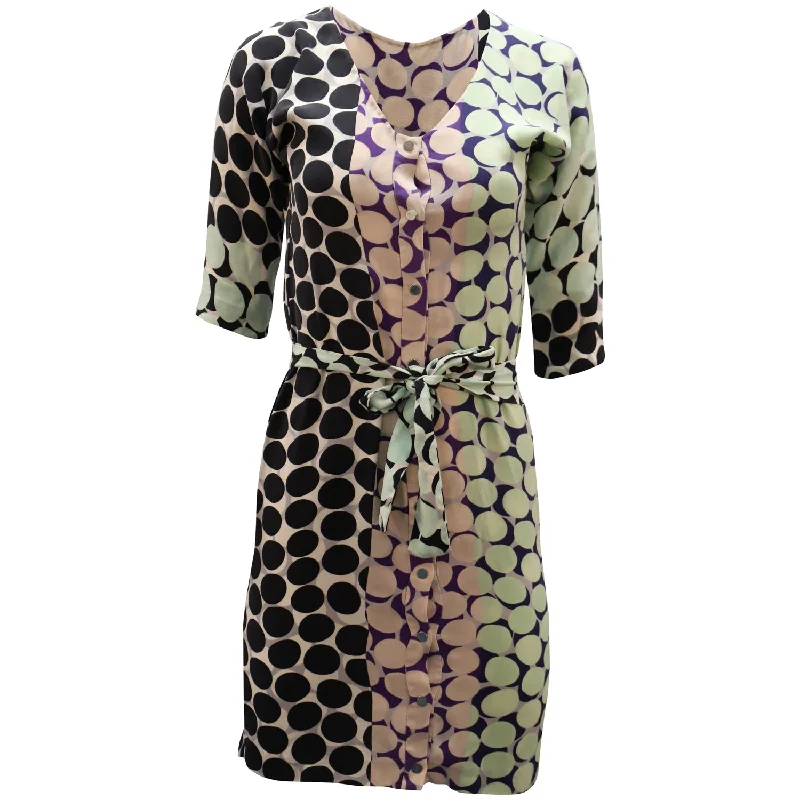 Diane Von Furstenberg Polka Dot Dress in Multicolor Silk