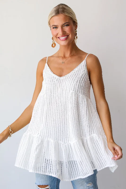 FINAL SALE - Expert Sweetness White Crochet Knit Tunic