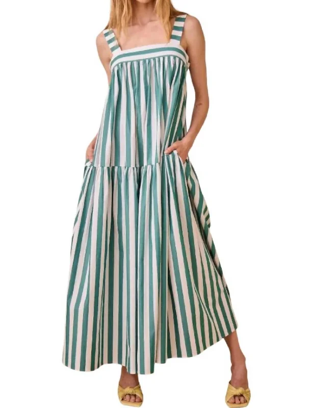 Tula Dress In Emerald Stripe