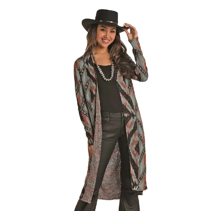 Rock & Roll Cowgirl Women's Aztec Print Cardigan