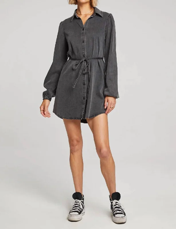 Anita Mini Dress In Washed Black