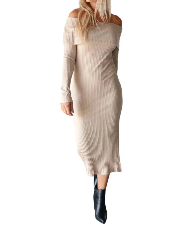 Kiah Sweater Dress In Beige