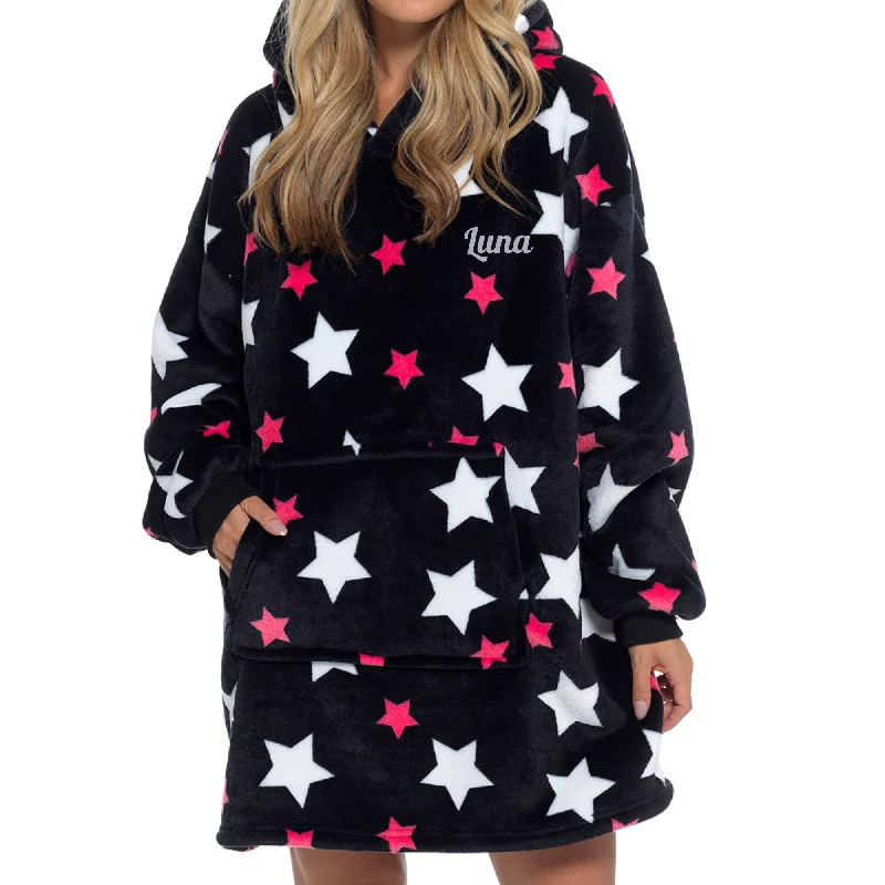 Black Star Print Snuggle Hoodie