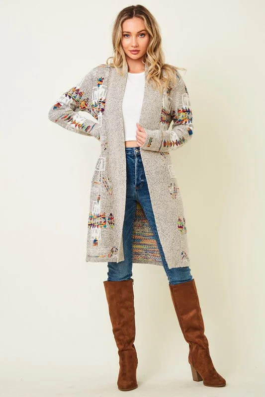 Montana Open Front Long Cardigan in Oatmeal