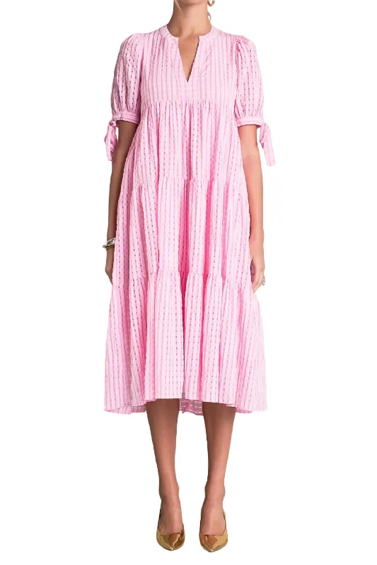 Gingham Midi Dress In Pink