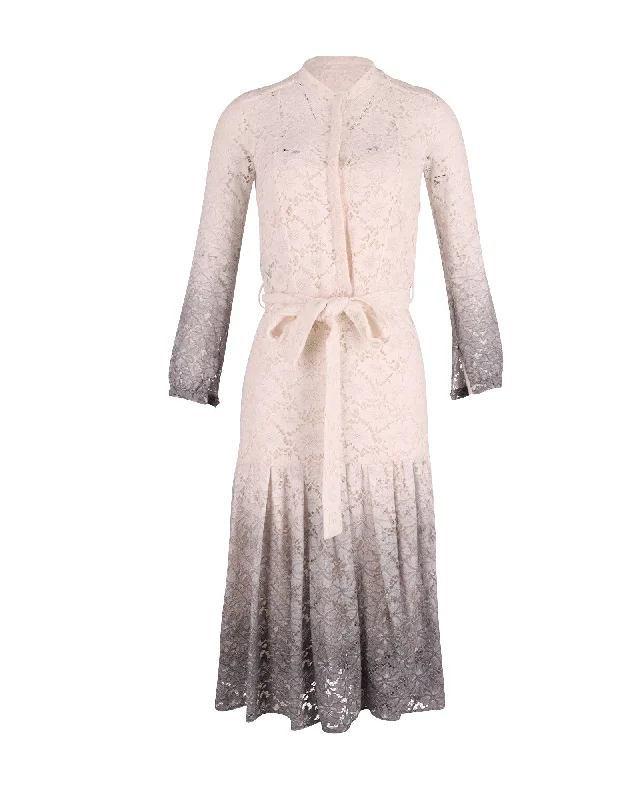 Burberry Prorsum Degrade Lace Dress in Ombre White/Grey Triacetate