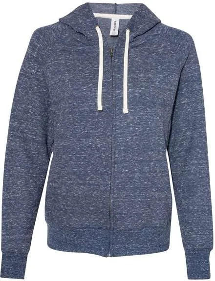 Jerzees 92WR Women's Snow Heather French Terry Full-Zip Hooded Sweatshirt - Navy