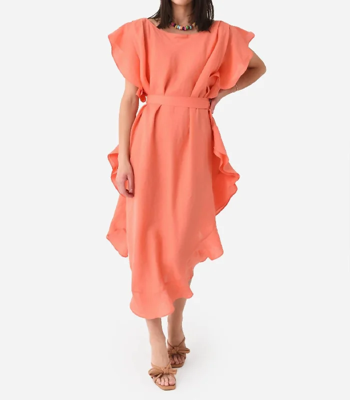 Eden Dress In Coral Linen