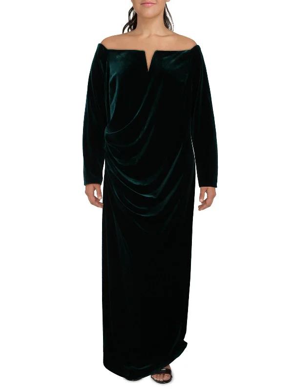 Plus Womens Velvet Evening Dress