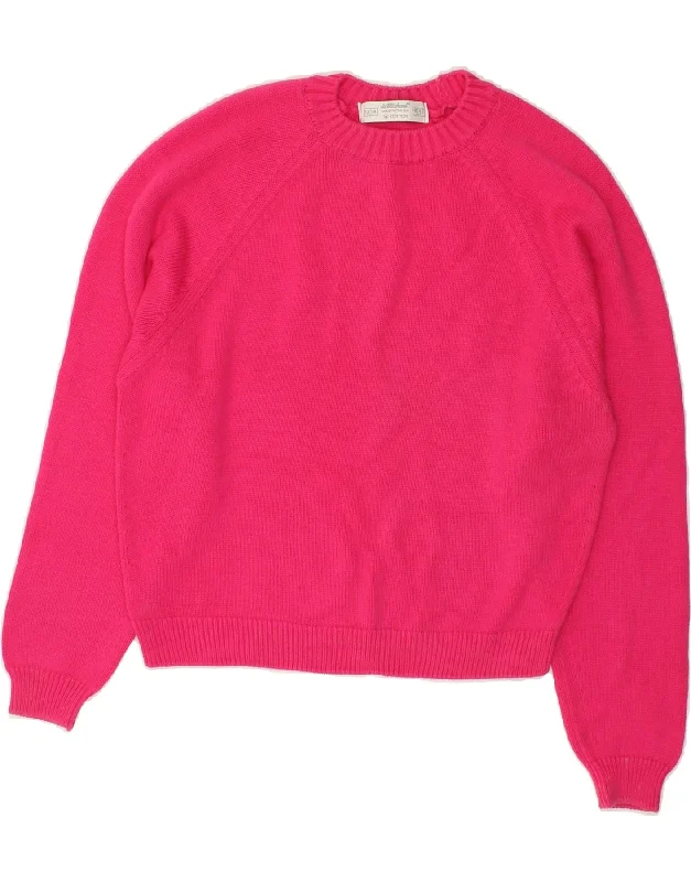 ST MICHAEL Womens Crew Neck Jumper Sweater UK 12/14 Medium Pink Cotton