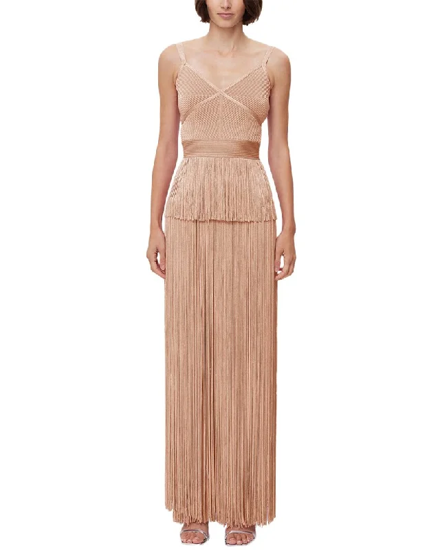 Hervé Léger Icon Metallic Ottoman Fringe Gown