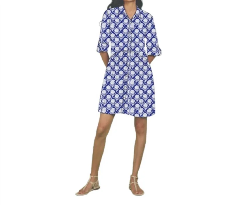 Deauville Short Dress In Blue Kariya