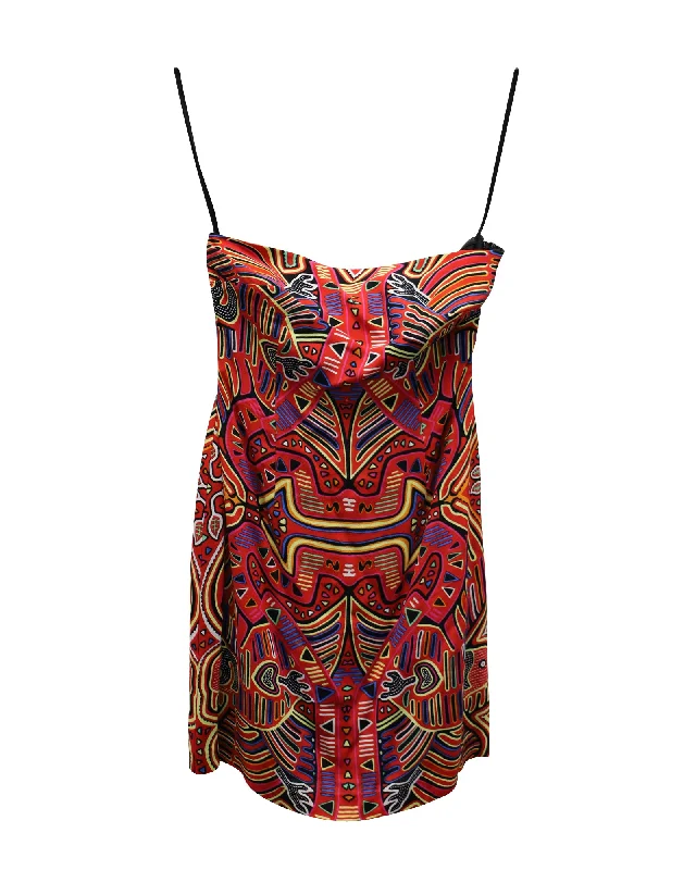 Mara Hoffman Back Cut-out Printed Mini Dress in Multicolor Rayon