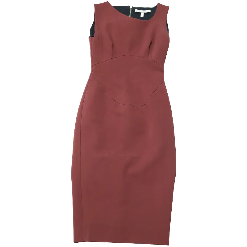 Victoria Beckham Bodycon Sleeveless Dress in Burgundy Viscose