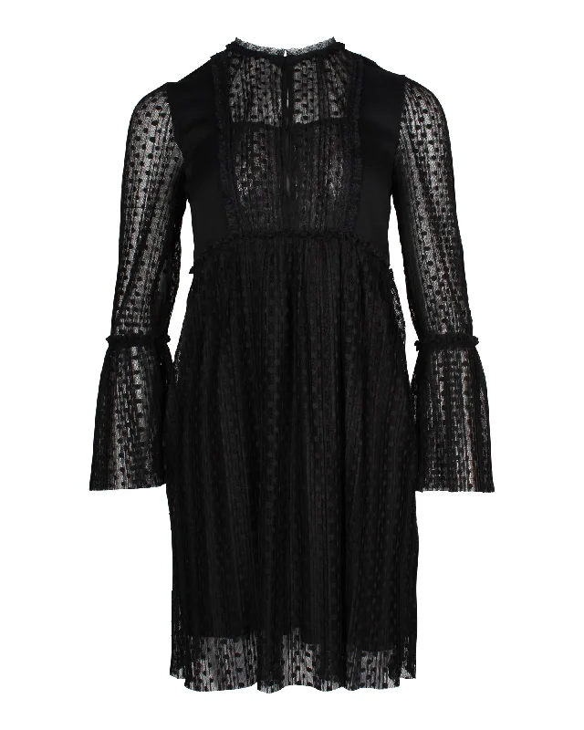 Maje Rezane Swiss Dot Dress in Black Polyester