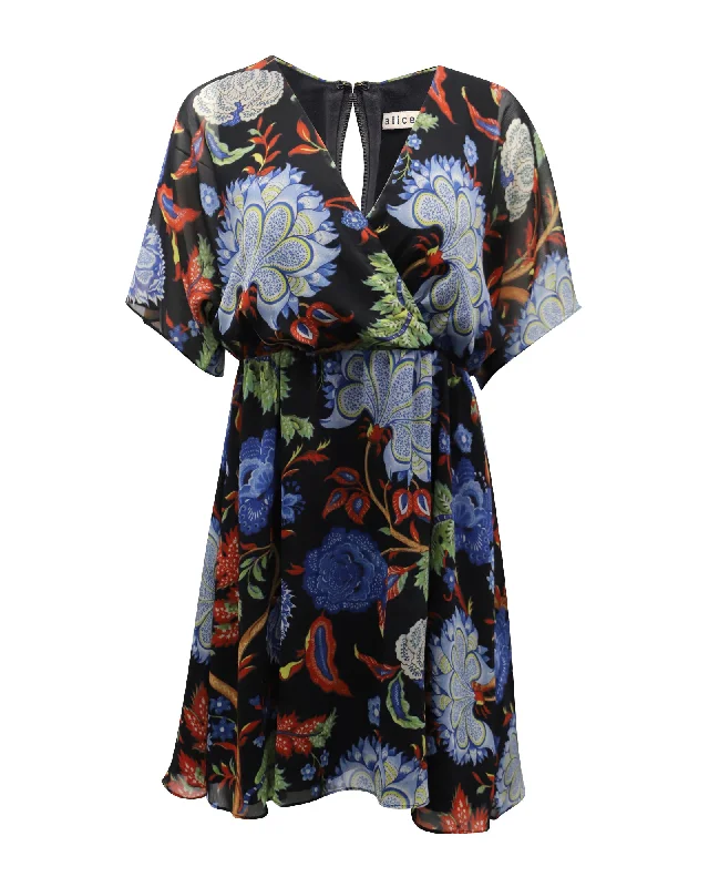 Alice + Olivia Cay Floral Dress in Multicolor Polyester